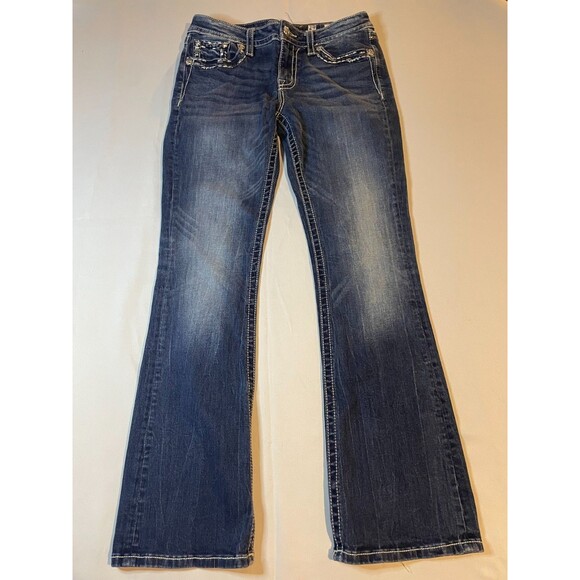 Miss Me Low Rise Bootcut Jeans Womens Size 29 Blue Dark Wash Denim Y2K 90s - Picture 1 of 5